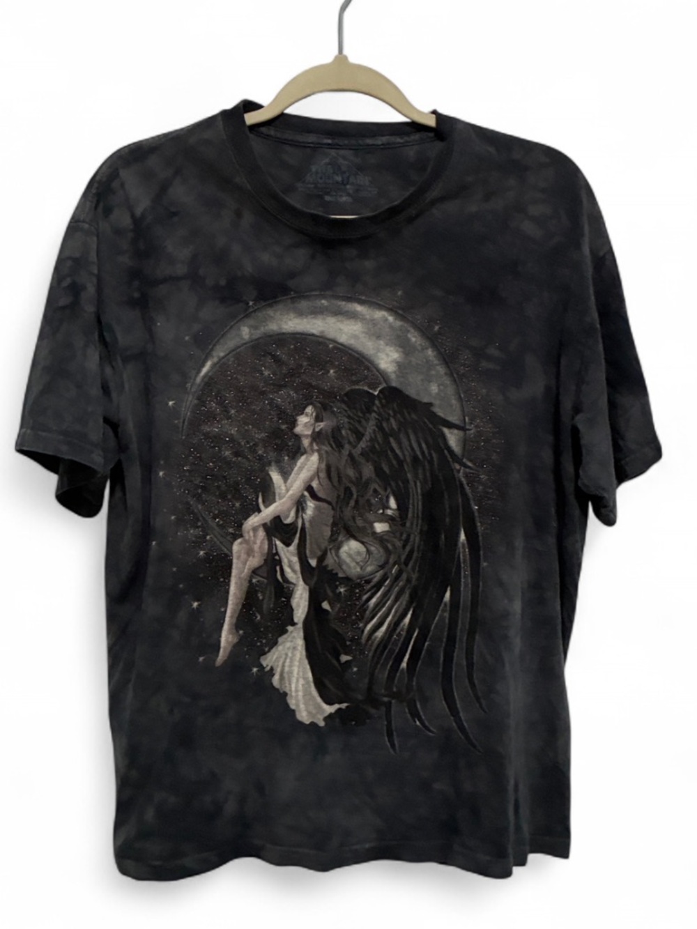 The Mountain Black Angel Moon Graphic Short Sleeve Tee Shirt